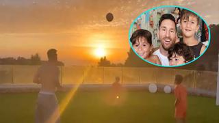 Lionel Messi y sus hijos se lucen con el balón en Ibiza