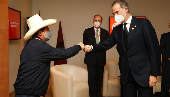 En su visita a Lima, el rey Felipe VI ha tenido un encuentro con Pedro Castillo, el presidente electo de la República del Perú. (Foto: @CasaReal)