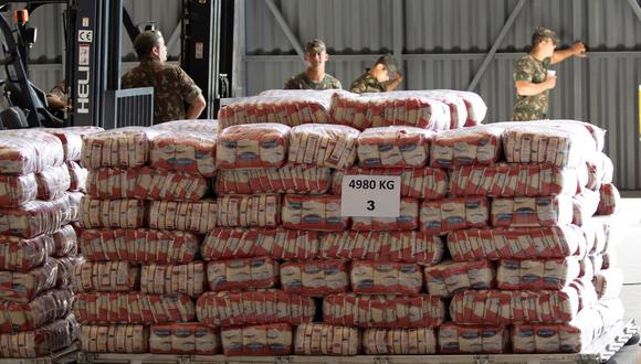 En Cúcuta se almacenan unas 600 toneladas de ayuda humanitaria enviadas por EE.UU. y Chile (Efe).