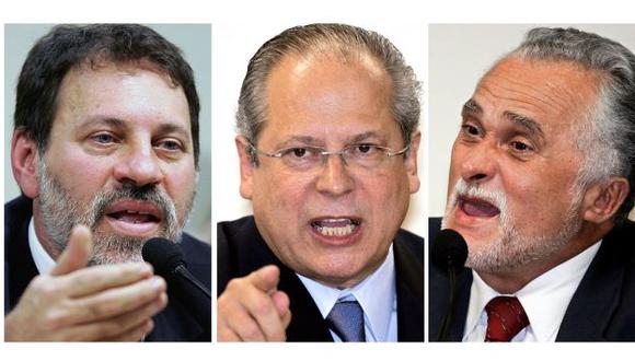 Delubio Soares, José Dirceu y José Genoino fueron condenados por corrupción. (AFP)
