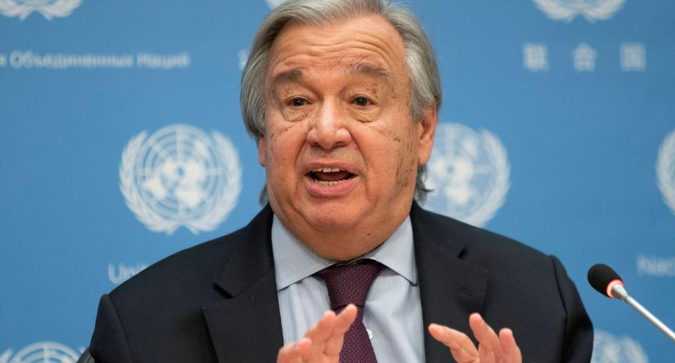 El secretario general de las Naciones Unidas, Antonio Guterres, habla durante una conferencia de prensa en la sede de la ONU en la ciudad de Nueva York. (Reuters/Eduardo Muñoz).