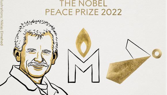 Ales Bialiatski de Bielorrusia, la organización rusa de derechos humanos Memorial y la organización ucraniana de derechos humanos Center for Civil Liberties obtienen el Nobel de la Paz. (Foto: @NobelPrize)
