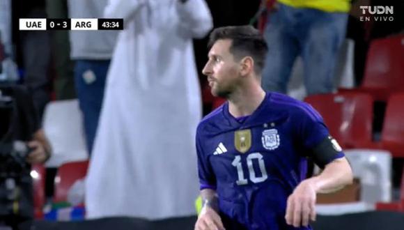 Gol de Messi para el 4-0 de Argentina vs. Emiratos Árabes Unidos en partido amistoso. (Foto: TUDN)