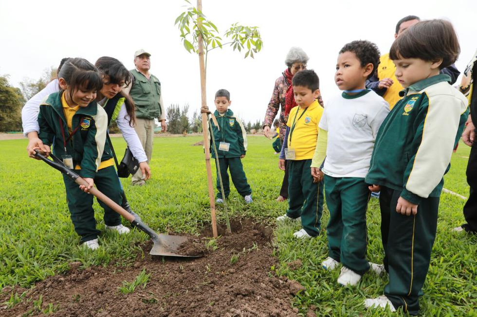 Cientos de escolares participaron junto a sus maestros en la feria “Siembra un árbol, siembra una vida” en el Parque de las Leyendas. (Parque de las Leyendas)