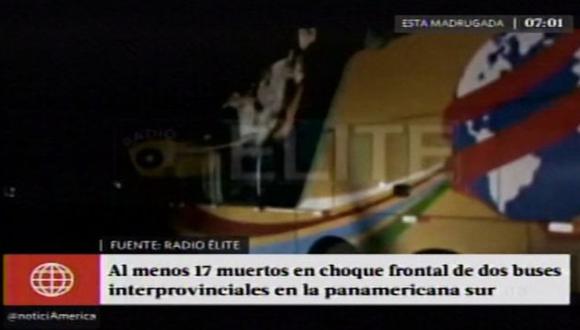 17 muertos y 29 heridos dejó choque entre dos ómnibus interprovinciales en la Panamerica Sur. (América Noticias)