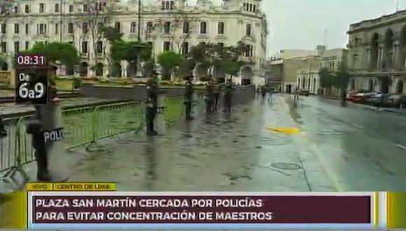 Huelga de Maestros: La Plaza San Martín amaneció cercada para evitar la concentración de maestros (Canal N)