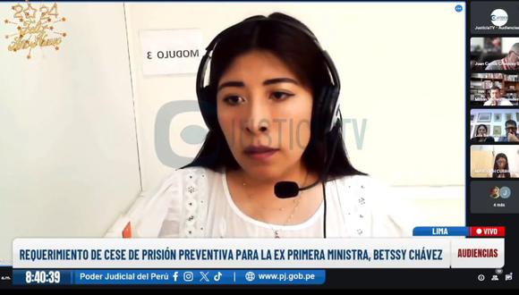 Betssy Chávez pidió al Poder Judicial evaluar su prisión preventiva dictada en junio del 2023. (JusticiaTV)