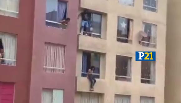 Hombre cae de edificio por intentar evitar suicidio de joven. (Foto: Twitter/@Jokerceleste)