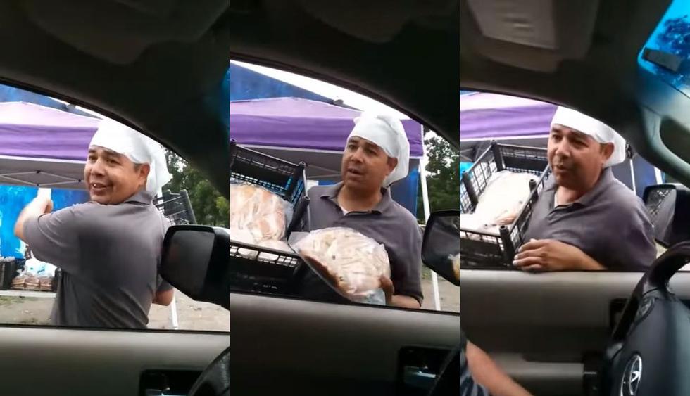 En México grabaron en un video de Facebook la genial forma de un vendedor a la hora de ofrecer pan cemita. Las reacciones hicieron viral el caso. (Foto: captura)