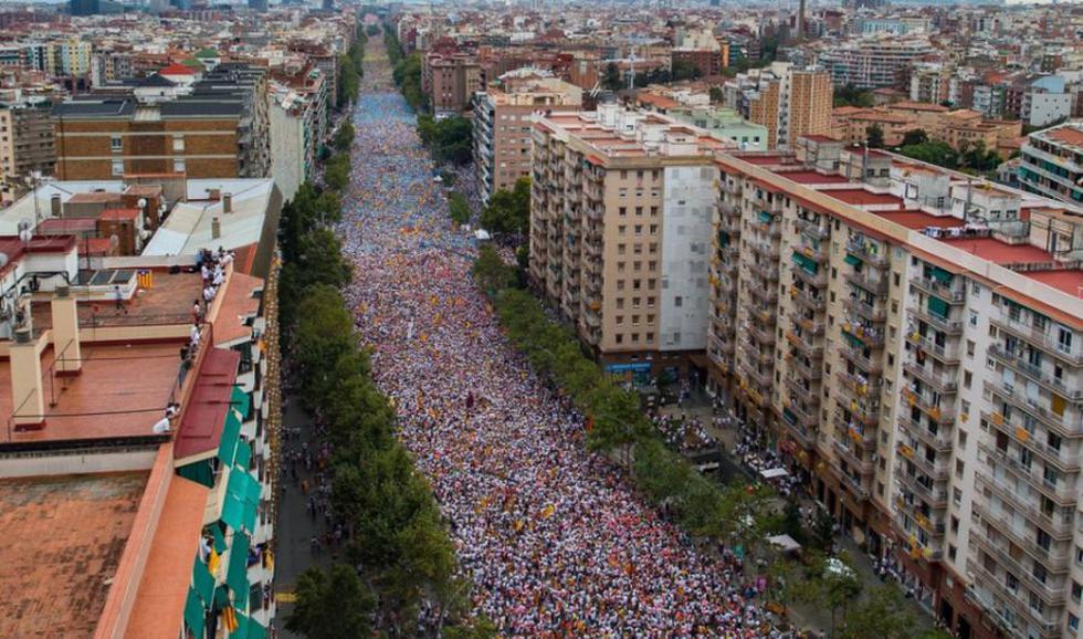 La manifestación, que congregó a 1.4 millones de catalanes (AFP)