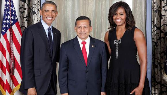 Ollanta Humala se reunió con Barack Obama y su esposa en Nueva York. (Andina/Difusión)