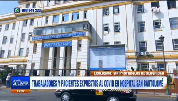 Médicos del hospital San Bartolomé laboran en malas condiciones frente al COVID-19. (Foto: Captura de pantalla)