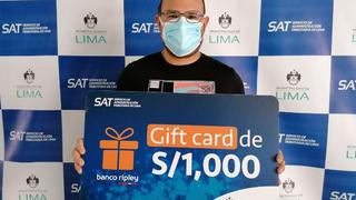 SAT de Lima sorteará 25 gift cards de S/1,000 y S/500 entre los contribuyentes puntuales 