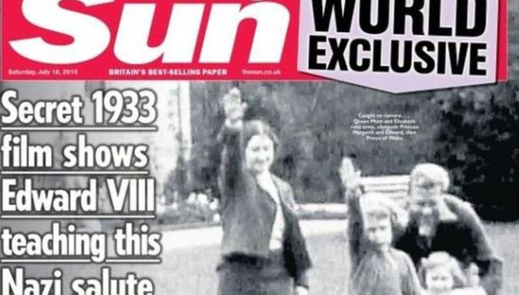 Diario británico publicó imágenes de reina Isabel II de niña haciendo el saludo nazi (The Sun).