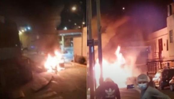 Explosión de auto fue filmada por vecinos del Cercado de Lima. (Captura: Latina)
