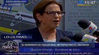 Metropolitano: Villarán dice que alza de pasajes es "arbitraria e ilegal"