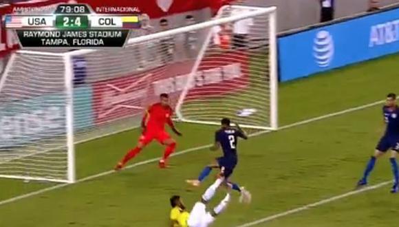 Miguel Borja puso el 4-2 en el Colombia-Estados Unidos por amistoso. (Captura: YouTube)