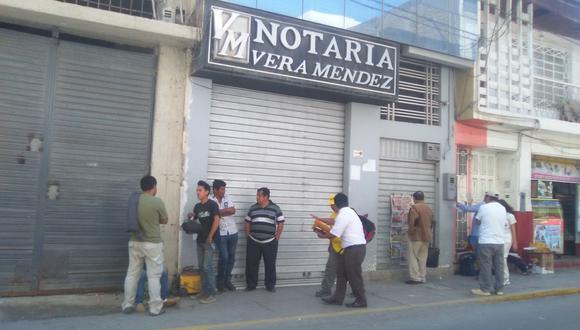 Hampones ingresaron en la notaría Vera Méndez y se llevaron la caja fuerte, que contenía S/20 mil.