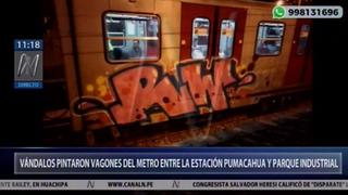 Metro de Lima: vándalos pintan vagones entre las estaciones Parque Industrial y Pumacachua