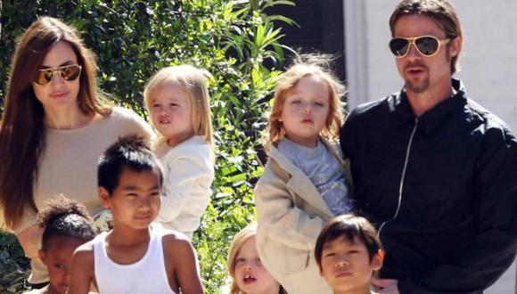 La familia completa de Brad Pitt. Tras la separación, el actor se reconcilia con sus hijos.