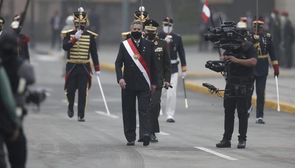 El presidente Francisco Sagasti se retiró de Palacio de Gobierno minutos antes de las 8 a.m. (Foto: Giancarlo Ávila / @photo.gec)