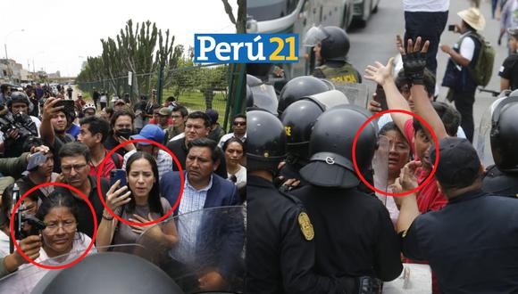 San Marcos:  Llegan congresista de la República Sigrid Bazan, Isabel Cortez, pero no las dejaron ingresar. Foto: Violeta Ayasta/ GEC