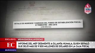 Informe del MEF desmiente a Humala, luego de afirmar que dejó más de $9500 millones en caja fiscal