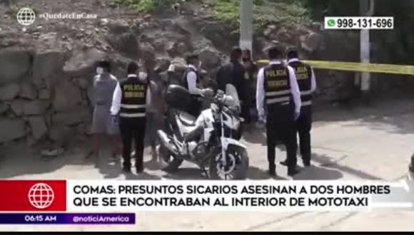 Dos hombres fueron asesinados al interior de una mototaxi en Comas