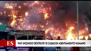 Incendio de gran magnitud destruye 15 casas en asentamiento humano de Villa María del Triunfo