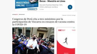 Medios internacionales informan así sobre presunta vacunación del expresidente Martín Vizcarra [FOTOS]