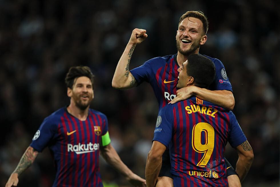 Ivan Rakitic marcó un impresionante golazo de volea con el Barcelona en Wembley. (GETTY)