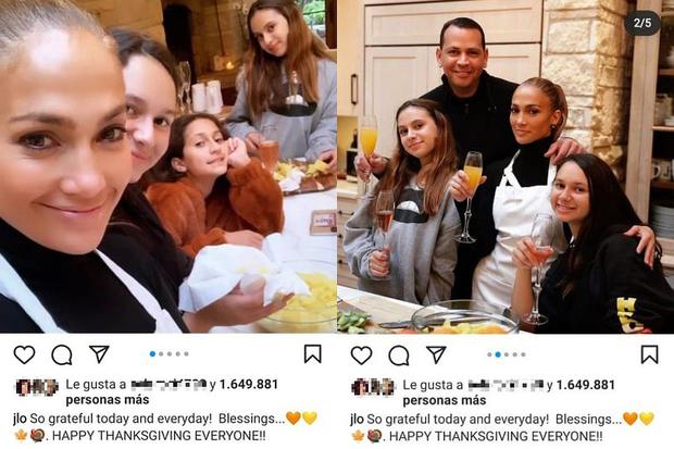 Jennifer Lopez junto a Alex Rodríguez y sus hijas Natasha y Ella. (Foto: @jlo / Instagram)