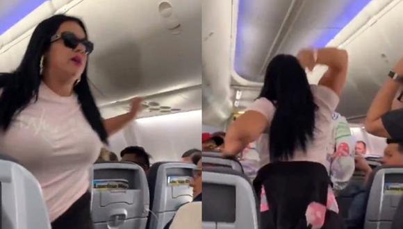 El video de la mujer agrediendo a su esposo en un avión en Miami es viral en redes sociales y YouTube. (Foto: Captura)