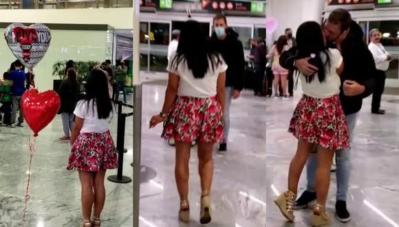 Su novio virtual llegó al aeropuerto, pero no la reconoció: “así comienza nuestra historia de amor”. | Crédito: @iris.mochilove / TikTok