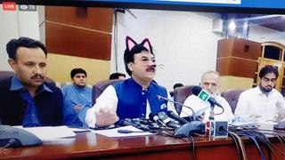 Ministro de Pakistán aparece en transmisión de Facebook con orejas y bigotes de gato | FOTOS