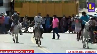 Piura: Emocionante carrera de burros cautiva a pobladores de Morropón