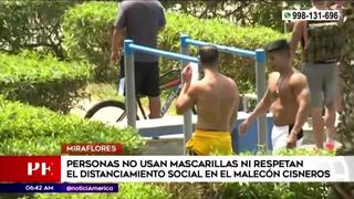 Miraflores: personas realizan actividades sin mascarillas en el malecón Cisneros
