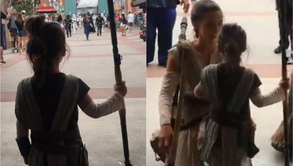 La pequeña reaccionó así al conocer a su personaje favorito de 'Star Wars'. (Foto: Captura Instagram/rubysoho519)