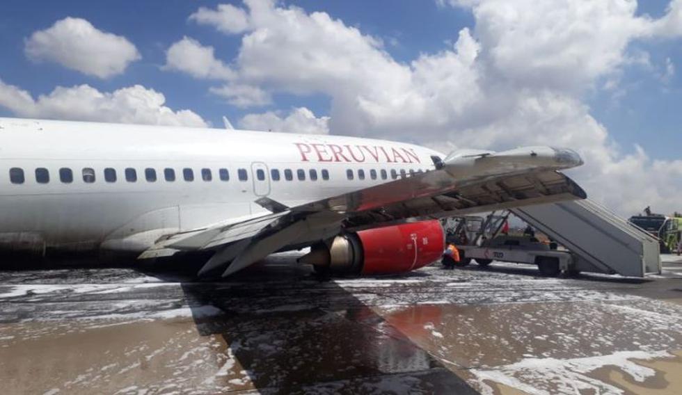 El avión de Peruvian Airlines que sufrió el accidente. (Foto: Twitter/@diarioeldeber)