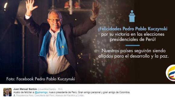 Pedro Pablo Kuczynski fue felicitado por mandatarios de todo el mundo. (Twitter/@JuanManSantos)