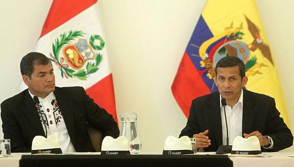 Correa junto a  Humala en Chiclayo, donde se desarrolla el gabinete binacional. (Andina)