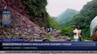 Huaico bloquea tránsito vehicular entre Oxapampa y Pozuzo