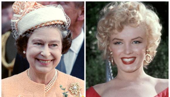Isabel II del Reino Unido y Marilyn Monroe. (Fotos: AFP | Instagram marilynmonroe)