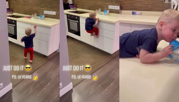 Un video viral lanzó al estrellato en redes sociales a un bebé con un talento innato para el parkour. | Crédito: @supermark2019 / TikTok
