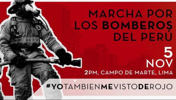 Convocan marcha a favor de los bomberos para este 5 de noviembre. (Facebook Marchemos por los Bomberos #yotambienmevistoderojo)