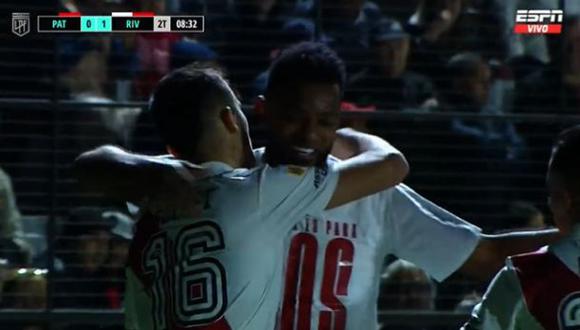 Gol de Miguel Borja para el 1-0 de River Plate vs. Patronato. (Captura: ESPN)