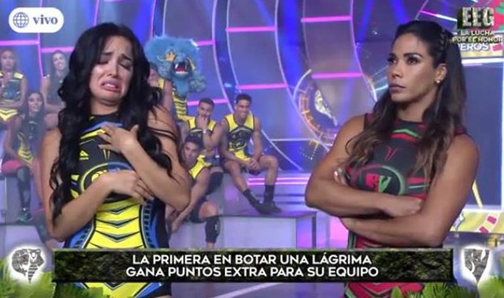 Rosángela Espinoza se burló del llanto de Karen Dejo en un juego de 'Esto es guerra'. (América TV)