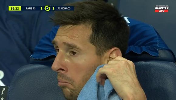 Lionel Messi fue reemplazado en el PSG vs. Monaco y tuvo curiosa reacción. (Foto: Captura)