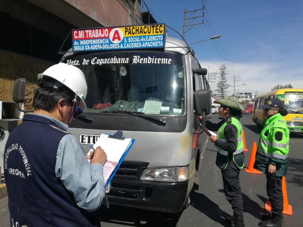 Operaciones de control del transporte en Arequipa. (Fotos: Municipalidad de Arequipa)