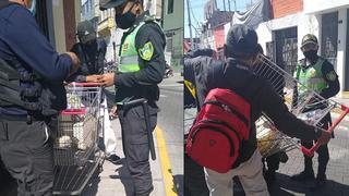 Sujeto cae cuando se robaba abarrotes y carrito de supermercado en Arequipa
